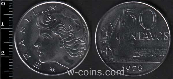 Монета Бразілія 50 сентаво 1978