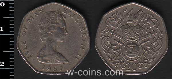 Монета Мен 20 пенсів 1982