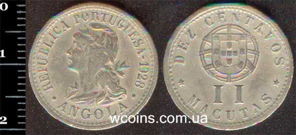 Монета Ангола 2 макута (10 сентаво) 1928