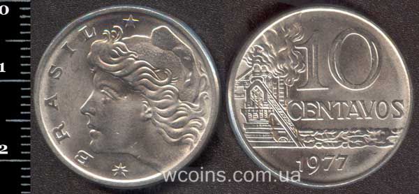 Монета Бразілія 10 сентаво 1977