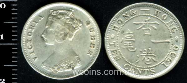 Монета Гонконг 10 центів 1900