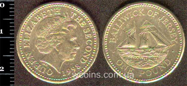 Монета Джерсі 1 фунт 1998