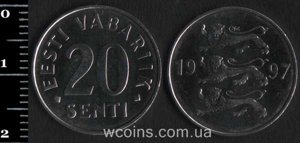 Монета Естонія 20 сенті 1997
