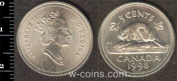 Монета Канада 5 центів 1998
