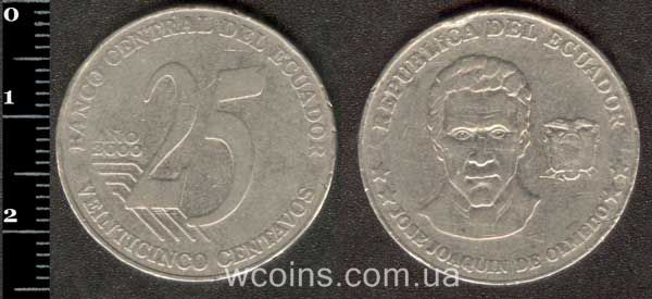 Монета Еквадор 25 сентаво 2000