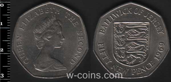 Монета Джерсі 50 нових пенсів 1969