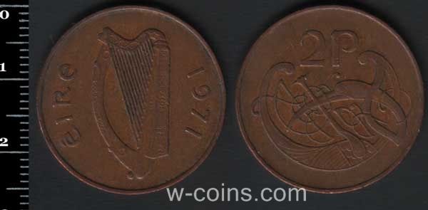 Монета Ірландія 2 пенса 1971