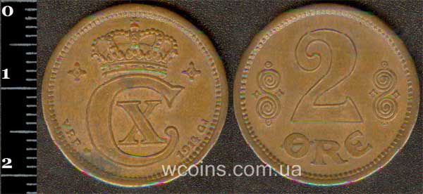 Монета Данія 2 ере 1914