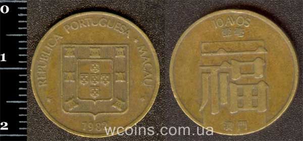 Монета Макао 10 авос 1982