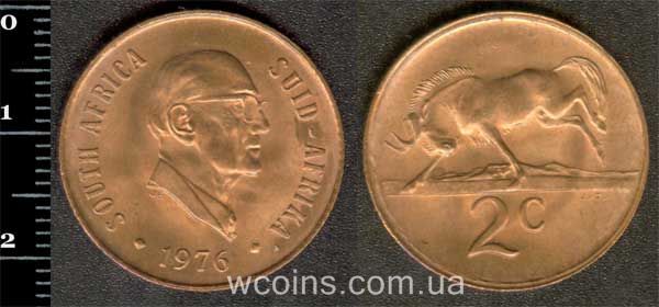Монета Південна Африка 2 цента 1976