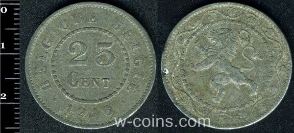 Монета Бельґія 25 сантимів 1916