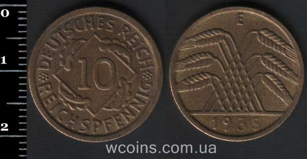 Монета Німеччина 10 рейхспфенігів 1935