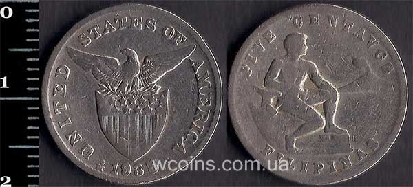 Монета Філіппіни 5 сентаво 1935