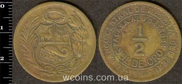 Монета Перу 1/2 соль 1964