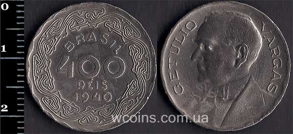 Монета Бразілія 400 рейсів 1940