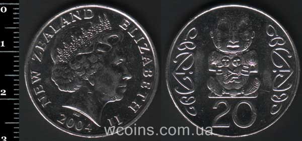 Монета Нова Зеландія 20 центів 2004