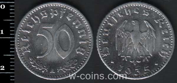 Монета Німеччина 50 рейхспфенігів 1935