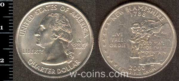 Монета США 25 центів 2000 Нью Гемпшир