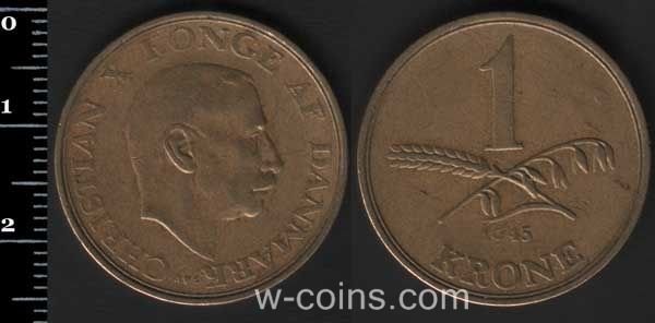 Монета Данія 1 крона 1945