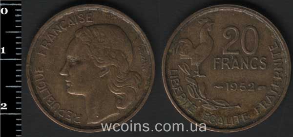 Монета Франція 20 франків 1952