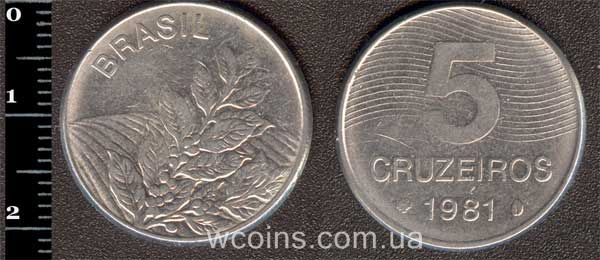 Монета Бразілія 5 крузейро 1981