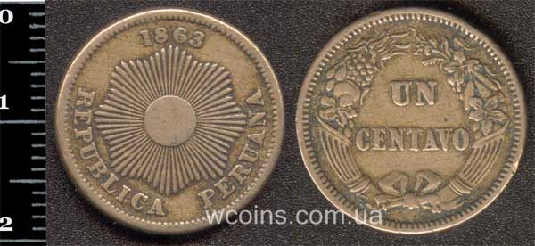 Монета Перу 1 сентаво 1863