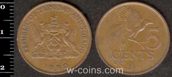 Монета Трінідад і Тобаґо 5 центів 1990