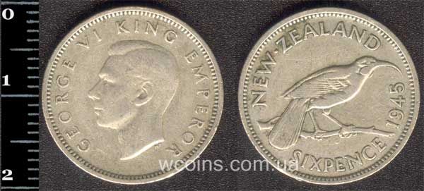 Coin New Zealand 6 pence 1945