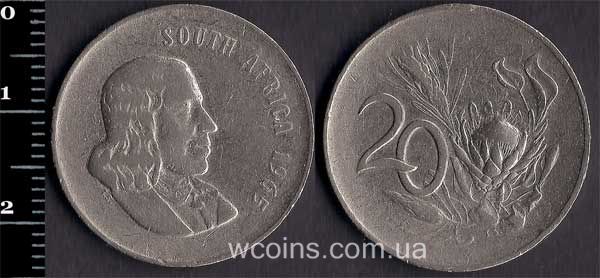 Монета Південна Африка 20 центів 1965