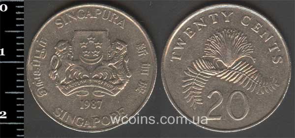Монета Сінґапур 20 центів 1987