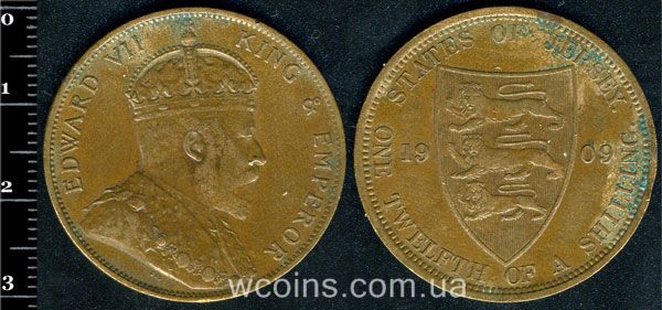 Монета Джерсі 1/12 шилінга 1909