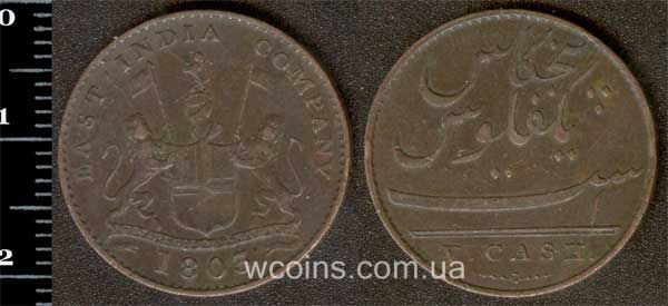 Монета Індія 5 кеш 1803