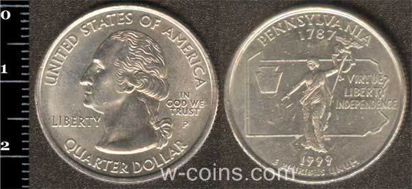 Монета США 25 центів 1999 Пенсільванія