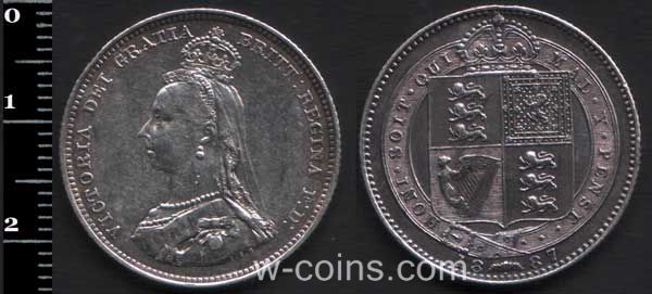 Монета Великобританія 1 шилінг 1887