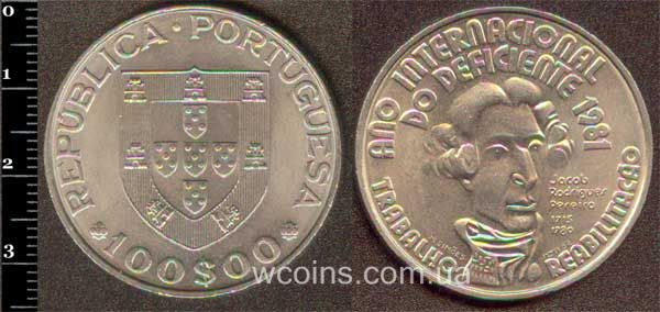 Монета Портуґалія 100 ескудо 1981