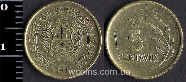 Монета Перу 5 сентаво 1974