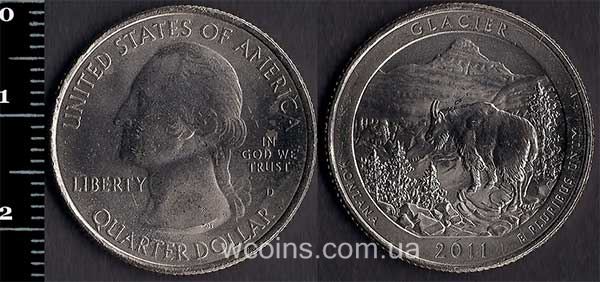 Монета США 25 центів 2011 Парк Глейшер