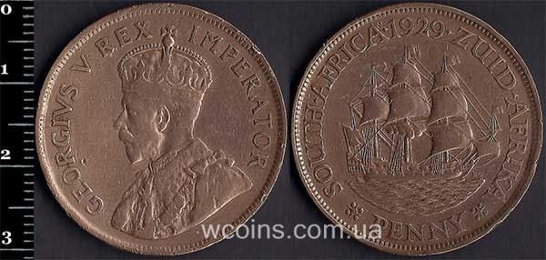Монета Південна Африка 1 пенні 1929