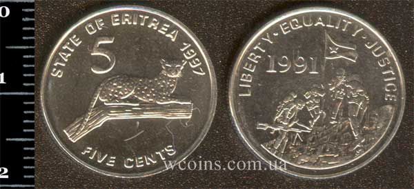 Монета Ерітрея 5 центів 1997