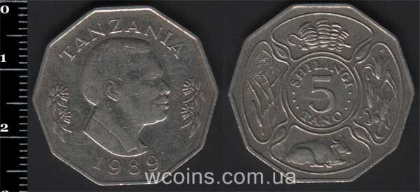 Монета Танзанія 5 шилінгів 1989