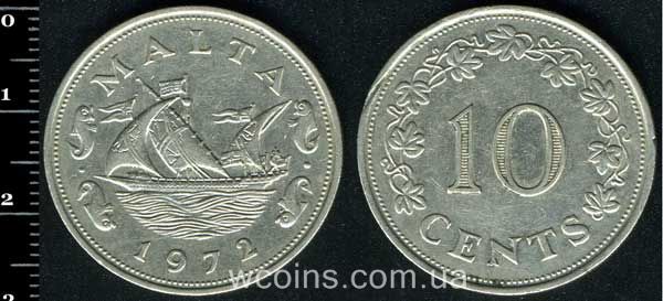 Coin Malta 10 cents 1972