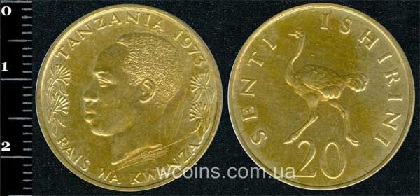 Монета Танзанія 20 сенті 1973