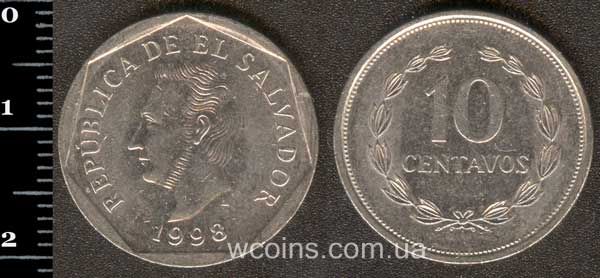 Монета Сальвадор 10 сентаво 1998