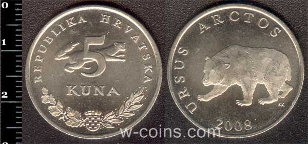 Монета Хорватія 5 кун 2008
