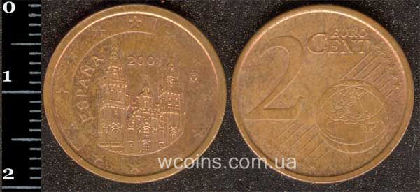 Монета Іспанія 2 євро цента 2001