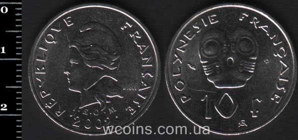 Coin French Polynesia 10 francs 2002