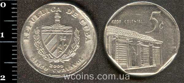 Монета Куба 5 сентаво 2000