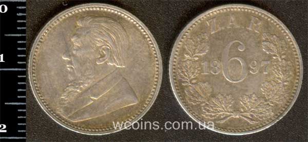 Монета Південна Африка 6 пенсів 1897