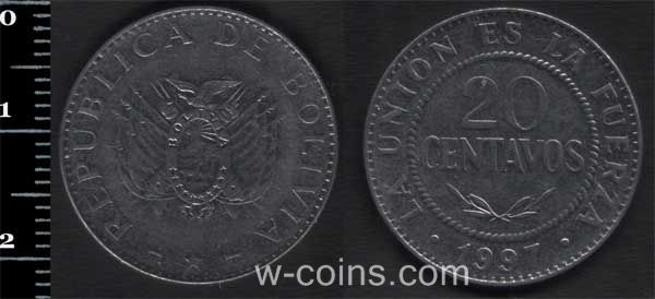 Монета Болівія 20 сентаво 1997