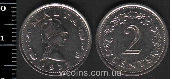 Монета Мальта 2 цента 1977